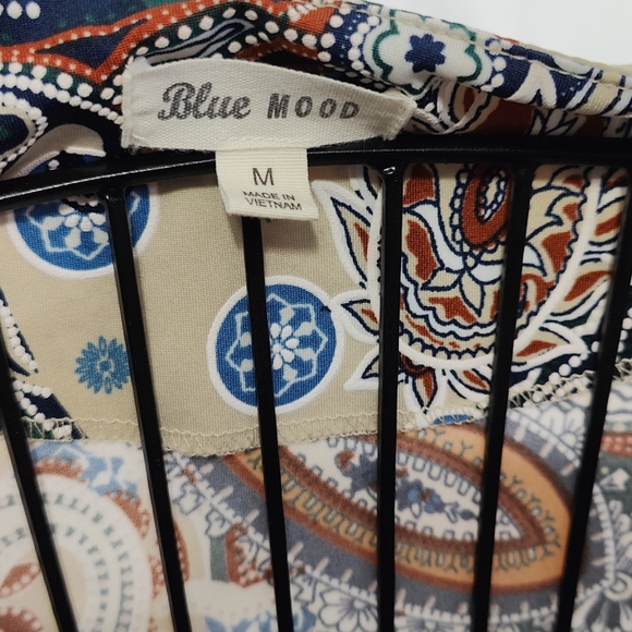 Blue Mood Bohemian Paisley Blouse -  Size Medium - Picture 5 of 5